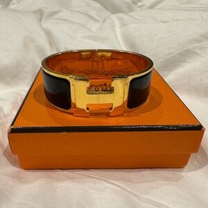 HERMES Clic H Bracelet Black/Gold